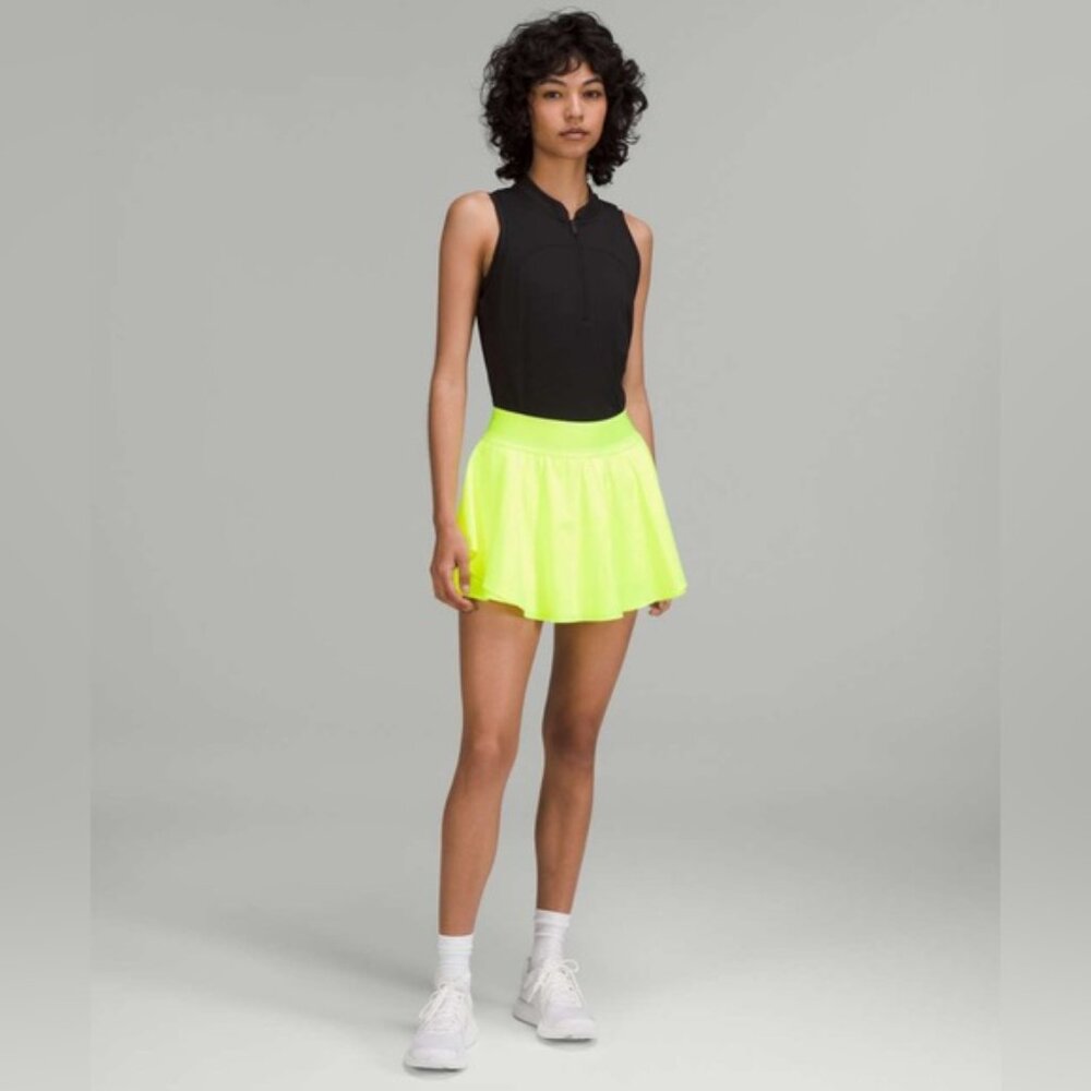NWT Lululemon SIZE 4 LONG Court Rival Perforated HR Skirt in Highlight Yellow - Picture 3 of 6